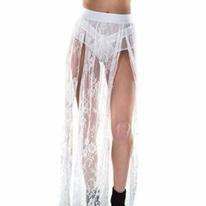 iHeartRaves White Eden Lace Maxi Skirt